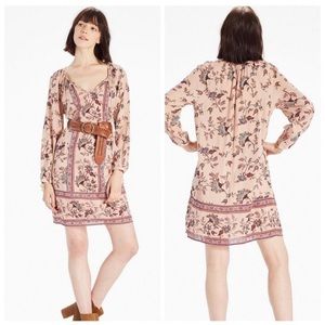 lucky brand peasant long sleeve boho dress pink blush Size Small